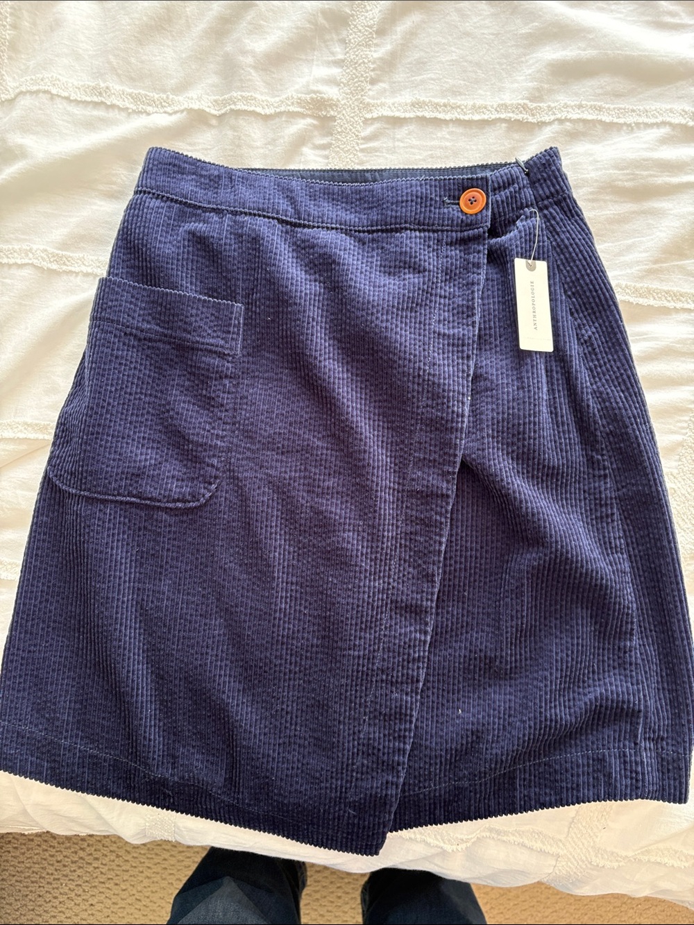 Women's Navy Corduroy Wrap Skirt